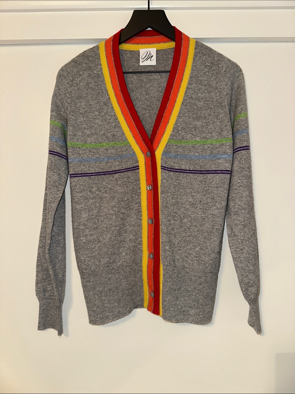 MT by Madeleine Thompson Bella Rainbow V-Neck Cashmere Cardigan